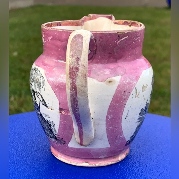 Circa 1805 Pink Lustre Sunderland GOOD HUMOUR Creamer Jug Pitcher - Picture 5 of 16